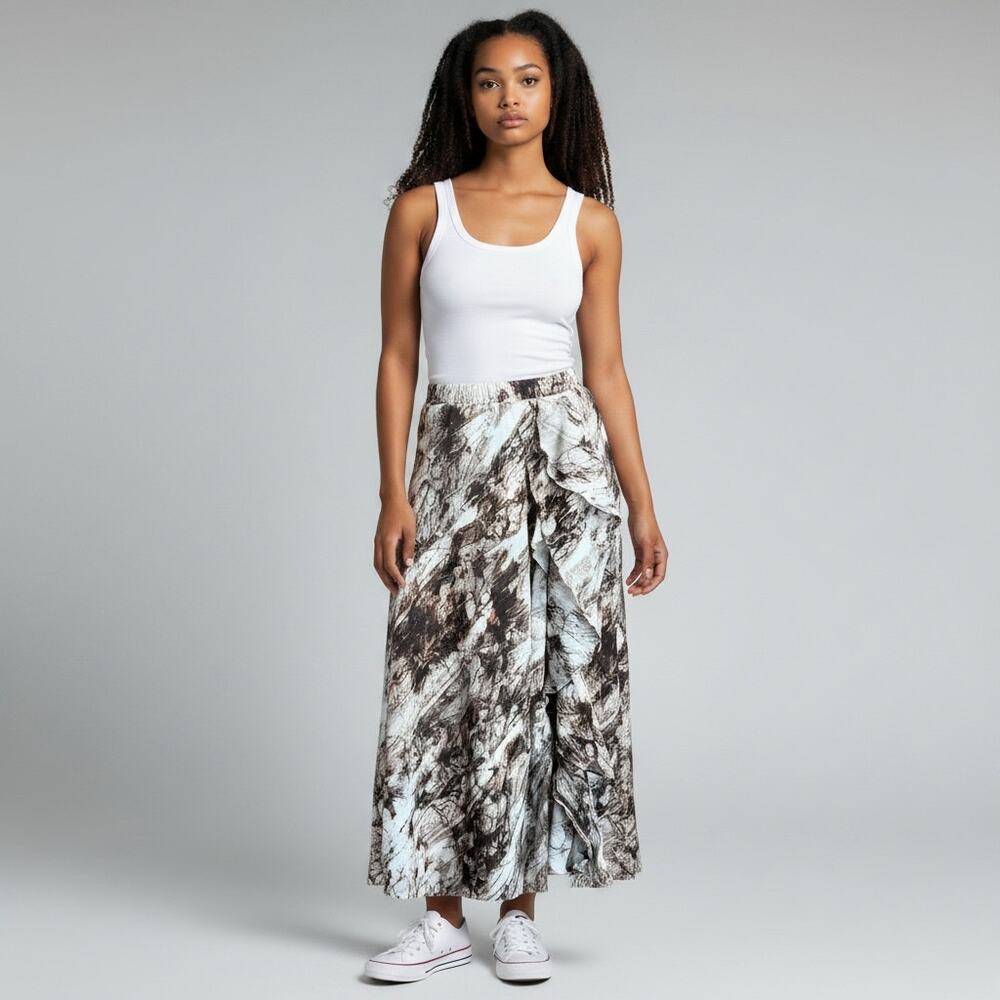 AllSaints Ravynous Wrap Skirt Asymmetrical Draped Tie Dye Midi Size 0